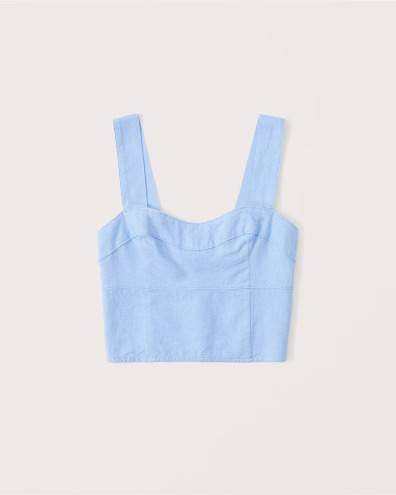 Cropped Linen-Blend Corset Top | Abercrombie & Fitch (US)