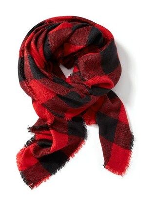 Old Navy Oversized Flannel Scarf Size One Size - Red buffalo plaid | Old Navy US