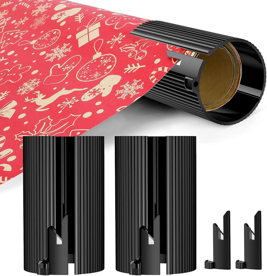 Replaceable Wrapping Paper Cutter(2 Rollers & 4 Blades) Christmas Gift Wrap Roll Cutter Tool, Lit... | Amazon (US)