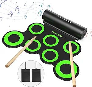 PAXCESS Electronic Drum Set, Roll Up Drum Practice Pad Midi Drum Kit with Headphone Jack Built-in... | Amazon (US)