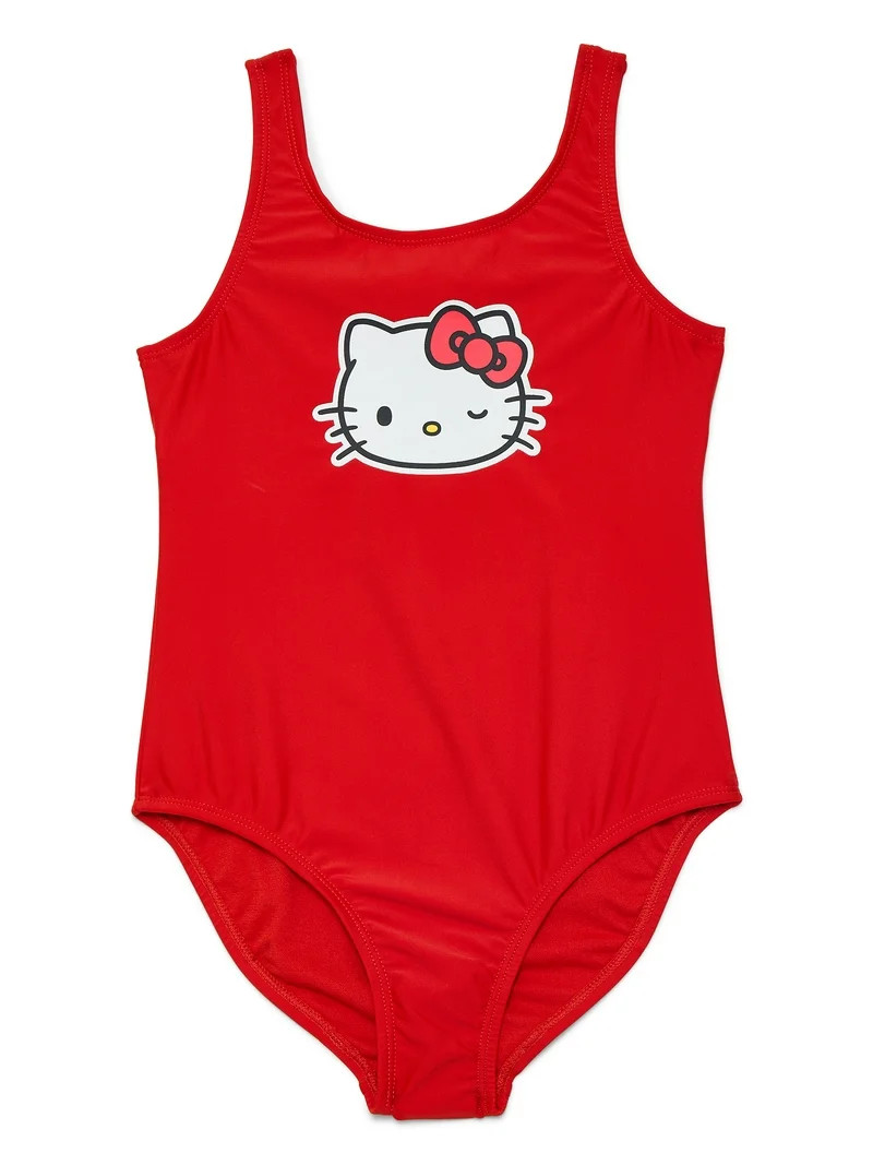 Wonder Nation Girls Hello Kitty Character One Piece Swimsuit, Sizes 4-12 | Walmart (US)