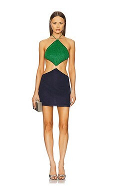 Oseree Lumiere Diamond Mini Dress in Emerald Green & Night Blue from Revolve.com | Revolve Clothing (Global)