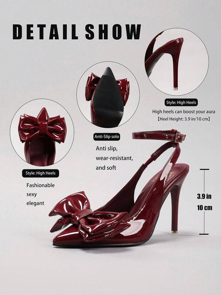 Women's Bow Decor High Heel Shoes, Elegant Sexy Pointed Toe Ultra High Heel Fashion Party Sandals | SHEIN