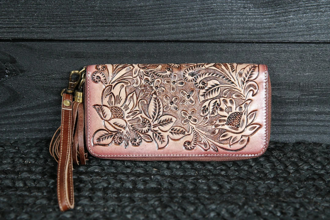 Magnolia Grove Hand tooled Leather Wallet Western Wallet - Etsy | Etsy (US)