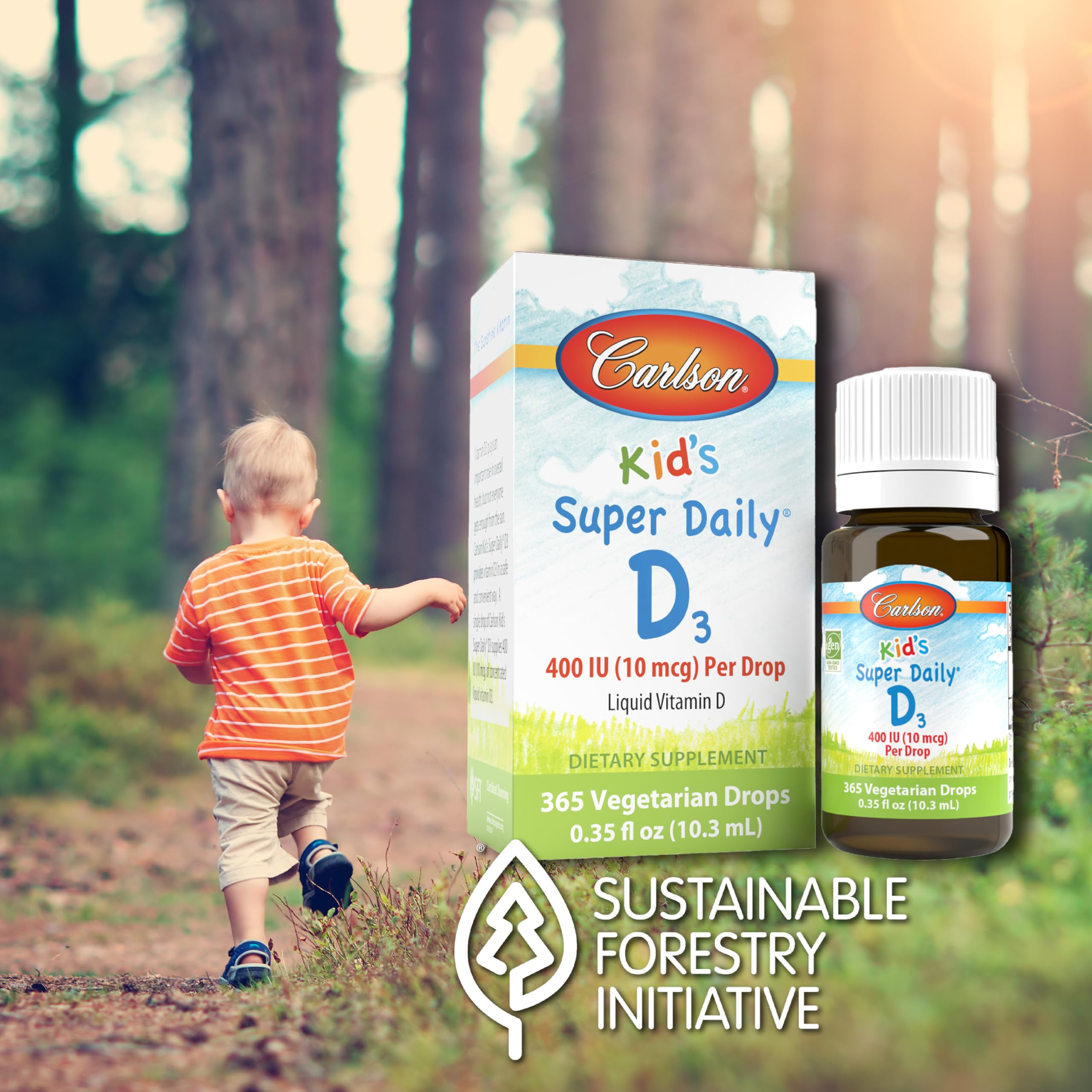 Carlson - Kid's Super Daily D3, Vitamin D Drops for Kids, 400 IU per drop, 1-Year Supply, Heart &... | Amazon (US)