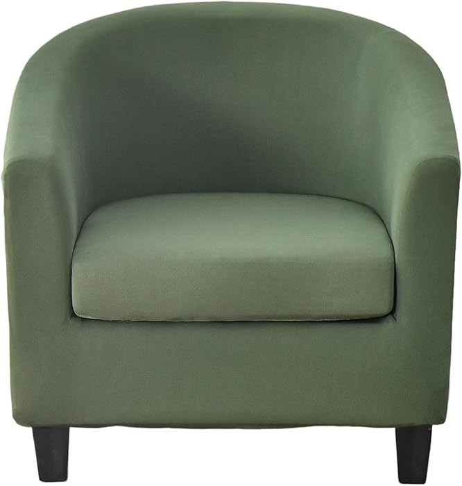 CRFATOP 2 Piece Club Chair Slipcover Stretch Barrel Chair Covers Solid Tub Chair Slipcovers Soft ... | Amazon (US)