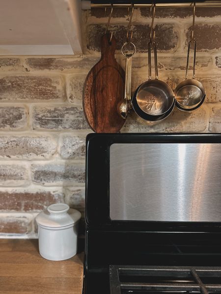 Modern Organic Minimal Pioneer Kitchen | measuring cups | brick | butter dish 