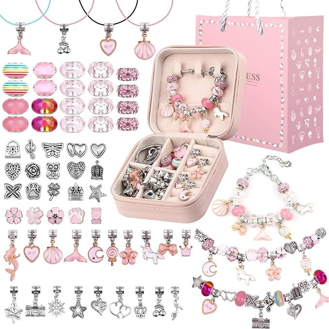 UFU Charm Bracelet Making Kit, Jewelry Making Kit Craft Gift for Girls 5 6 7 8-12, A Sweet Birthd... | Amazon (US)