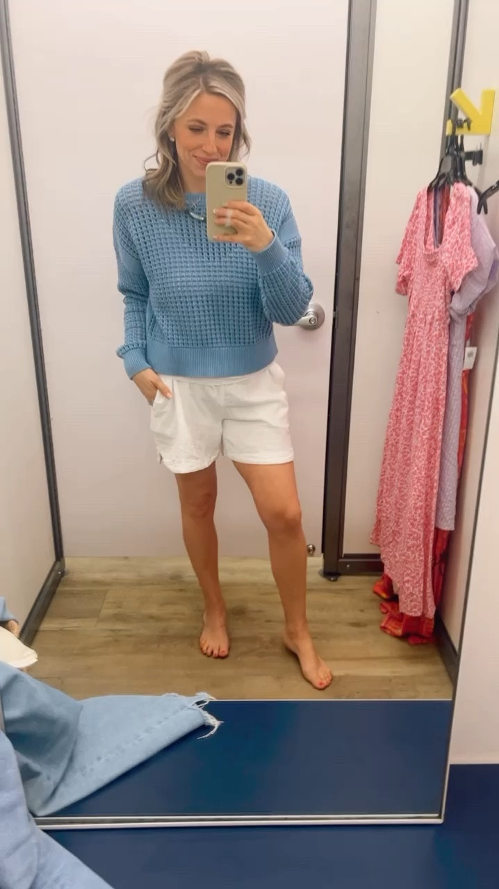 The perfect sweater and shorts to wear on a night at the beach. Medium in both.🩵🤍

#LTKstyletip #LTKfindsunder50 #LTKsalealert