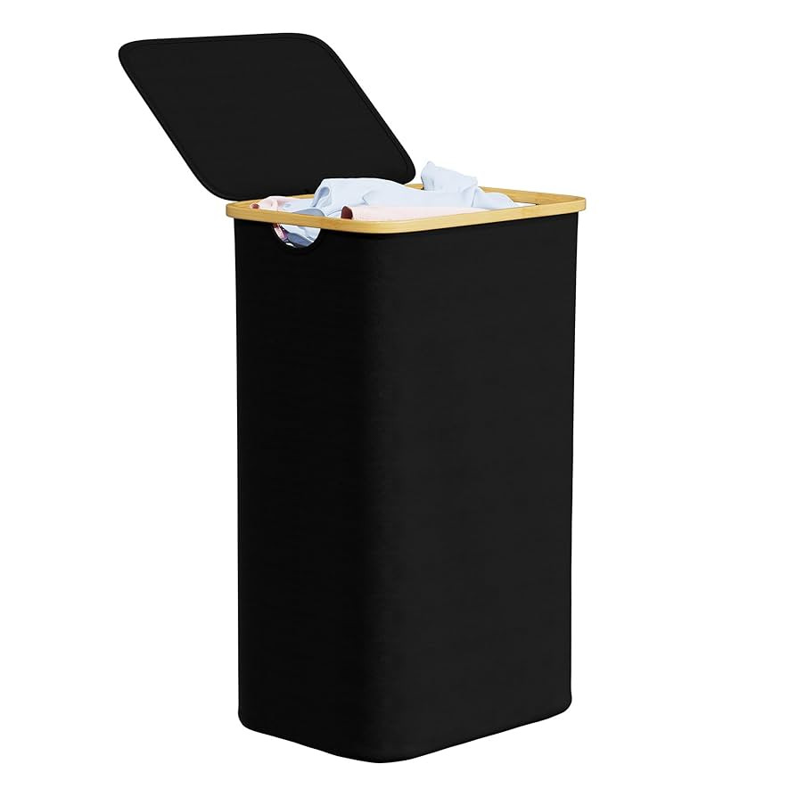 SpaceAid Laundry Hamper with Lid, 110L Large Tall Clothes Basket Bin with Bamboo Handles, Collaps... | Amazon (US)