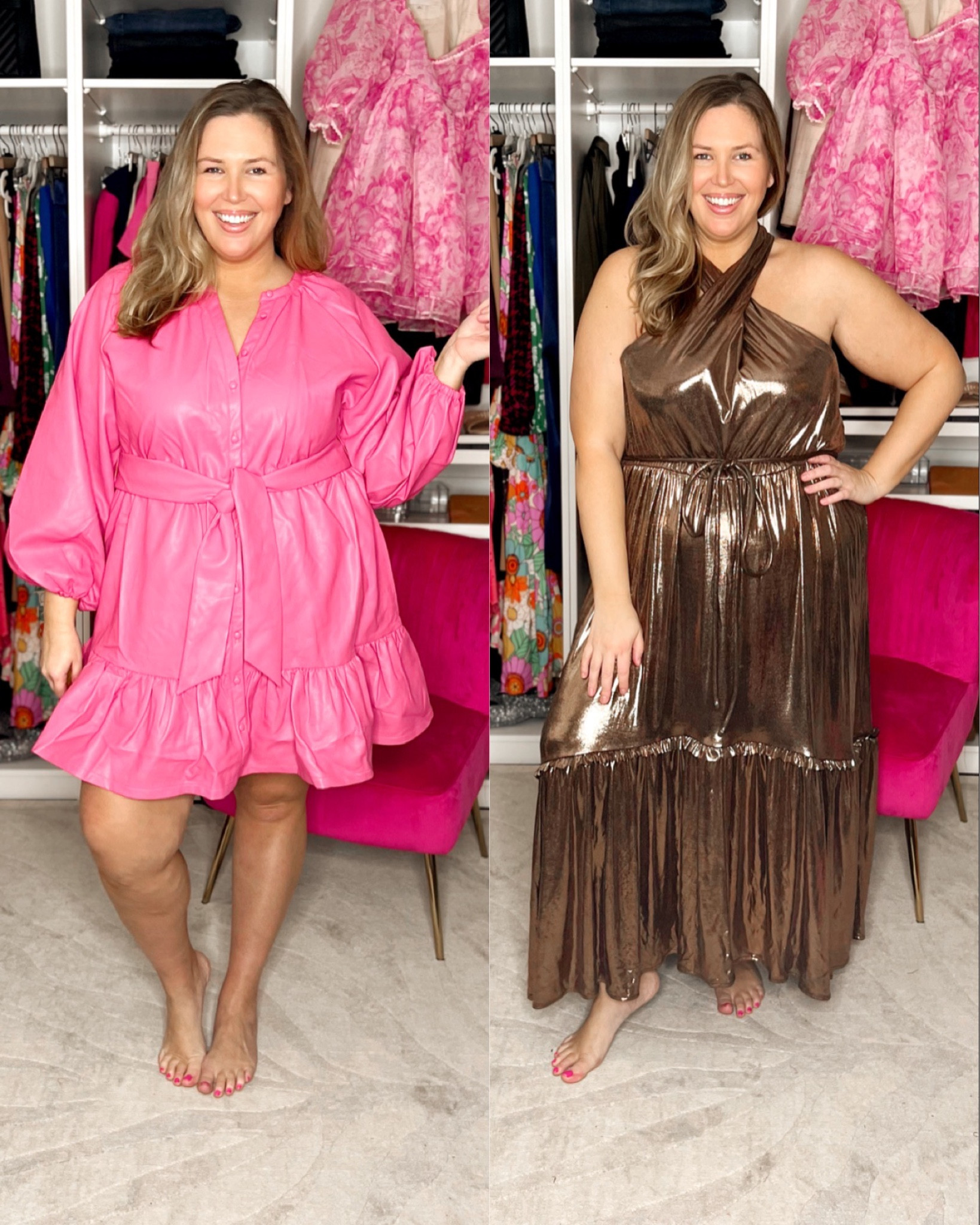 2 stunning plus size dresses from Eloquii! Dress 1: Absolutely love this dress. Runs true to size and I really wish I had somewhere to wear it too! Could dress it up for a spring wedding! Wearing a size 18. Dress 2: This dress I actually die over. It fits so comfortably, makes me feel confident and it’s fun! Perfect for a formal wedding or special occasion this spring, summer, or even fall/winter. Runs true to size, a little on the generous size. Wearing a size 18! 

#LTKSeasonal #LTKcurves #LTKwedding