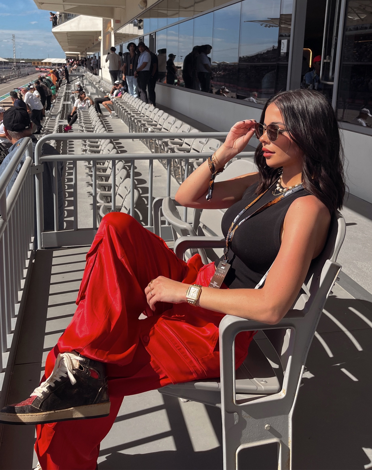 In love with this sporty fit. These red pants are everything… 🏎️🖤🏁 

#LTKeurope #LTKSeasonal #LTKstyletip