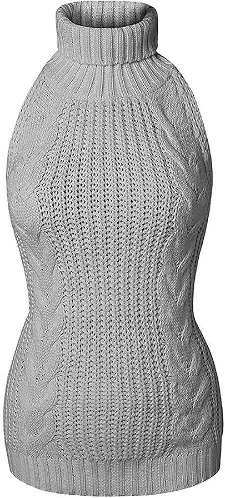 Sorrica Women's Sexy Turtle-Neck Crochet Backless Sweater Japanese Anime Cosplay Cable Knit Pullo... | Amazon (US)