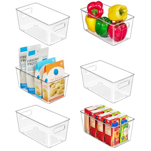 Vtopmart Clear Plastic Pantry Organizer Bins, 6 PCS Food Storage Bins with Handle for Refrigerator, Fridge, Cabinet, Kitchen, Countertops, Cupboard, Freezer Organization and Storage, BPA Free, Small | Amazon (US)