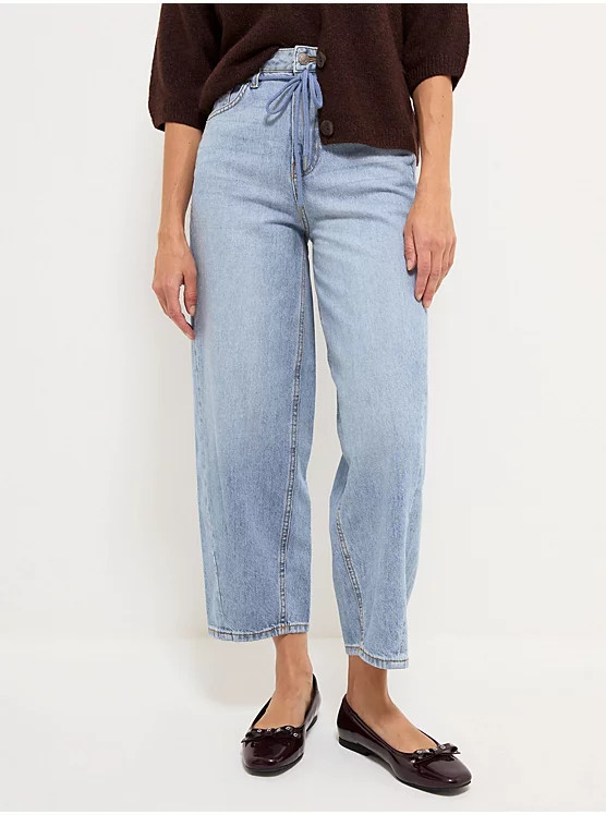 Light Wash Rope Waist Barrel Jeans | George