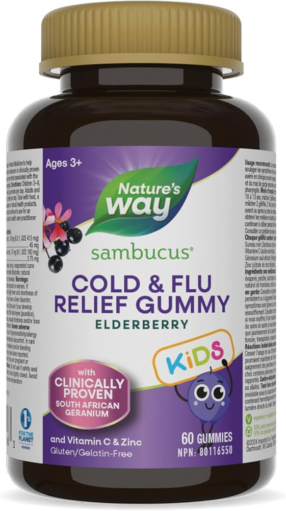Nature's Way Sambucus Cold and Flu Relief Elderberry Gummies for Kids – Used in Herbal Medicine... | Amazon (CA)