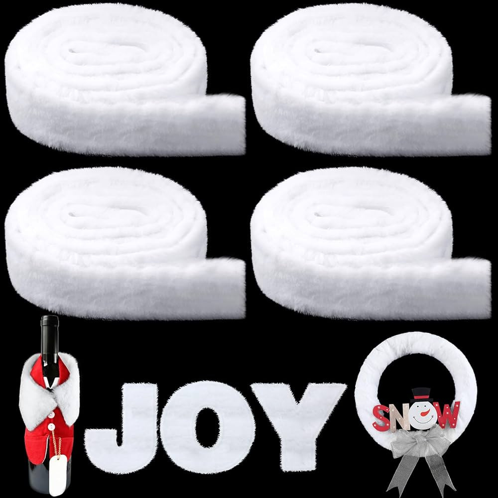 White Faux Fur Trim Fluffy Strips for Crafts 3.15 Inches Artificial Fur Fabric Roll Fur Trim Craf... | Amazon (US)