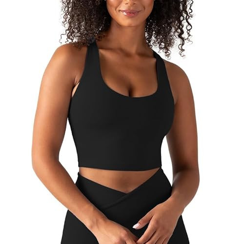 YITTY Active Women's UltraLuxe Built-in Bra Tank Top, Athleisure, 4-Way-Stretch, Iconic Black, XXL | Amazon (US)