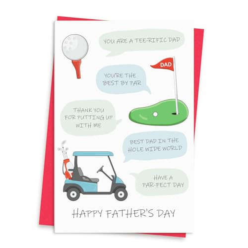 xiangqiankan Funny Golf Fathers Day Card for Dad from Son Daughter Kids, Humor Fathers Day Card Gifts for Golf Enthusiast, Best Dad Greeting Cards with Envelope, Premium Quality, 8 x 5 inches | Amazon (US)