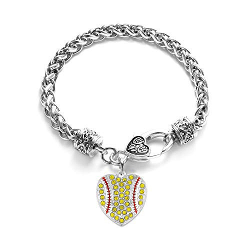 Inspired Silver - Tennis or Softball Heart - Silver Braided Bracelet for Women - Unique Charm Bracelet Jewelry Gift - Women's Charm Bracelet with Lobster Claw Clasp | Amazon (US)