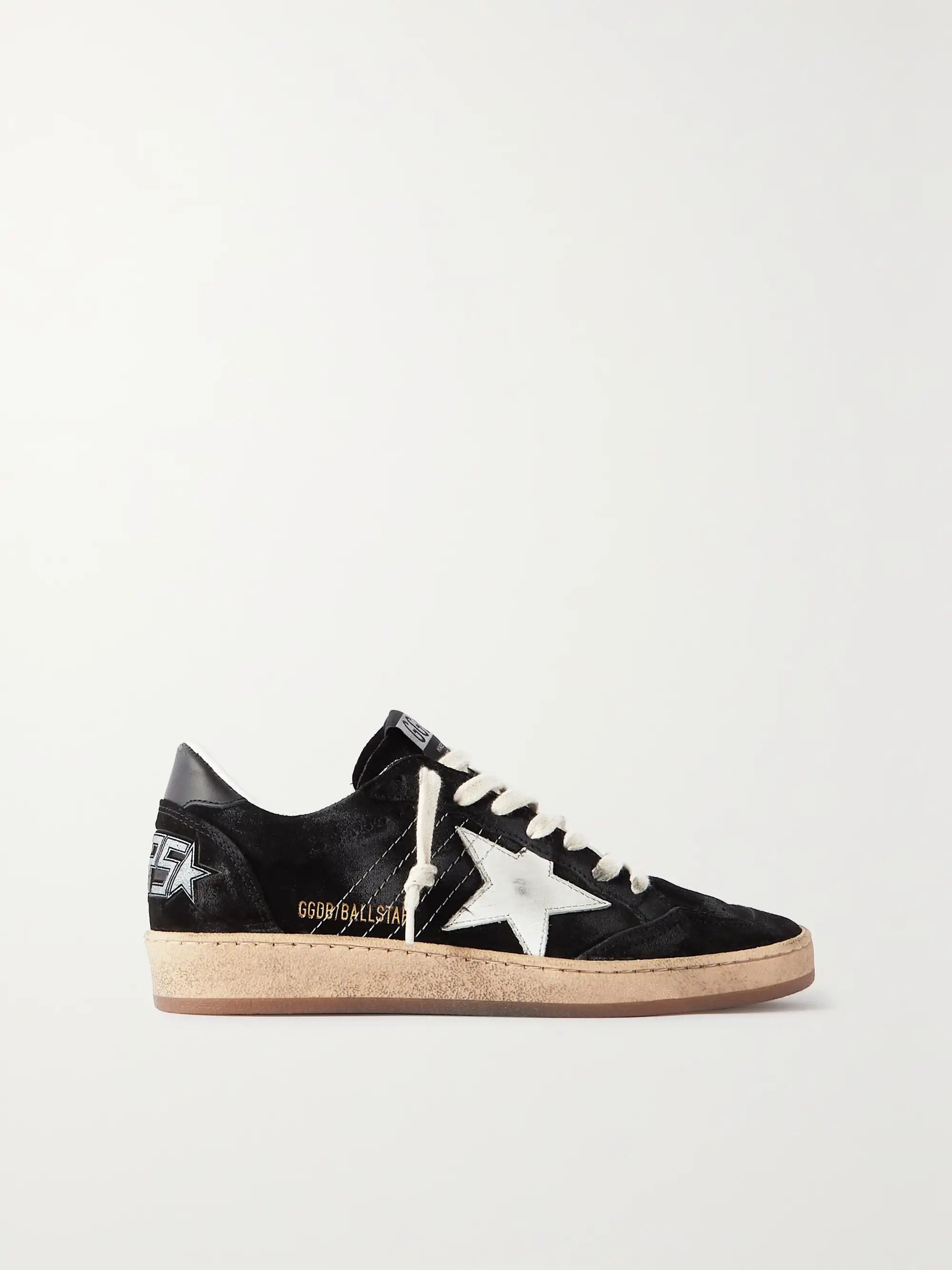 Ball Star distressed leather-trimmed suede sneakers | NET-A-PORTER (US)
