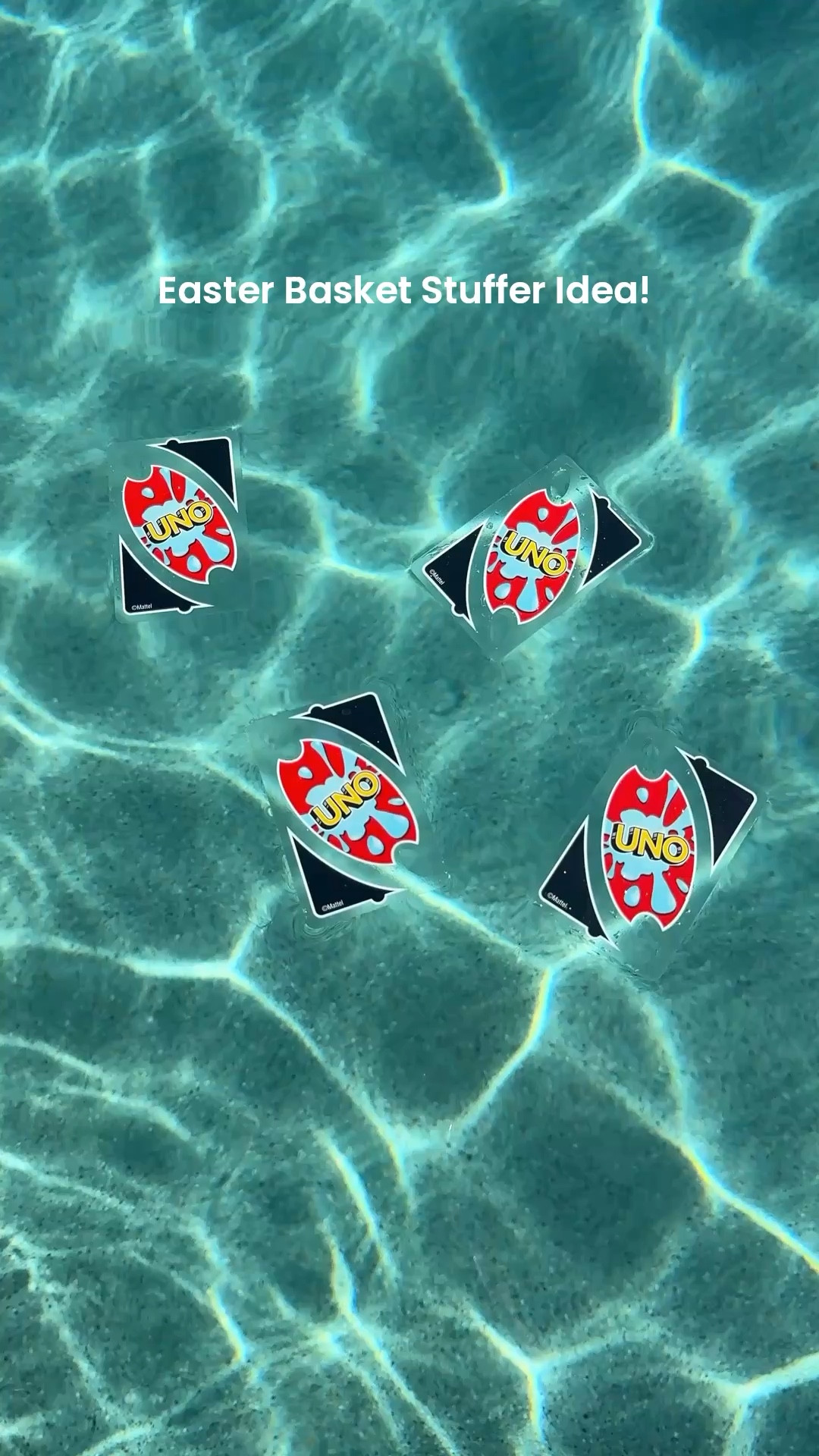 One of our favorite pool games, UNO Splash! We play this all summer long and in the hot tub the rest of the year! This would be a perfect addition to your kids Easter Basket! 