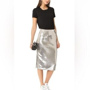Silver Diane Von Firstenburg Midi Sequin Skirt | Poshmark