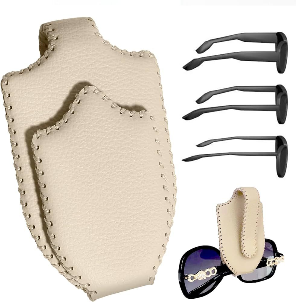 AMVOYOA Sunglass Holder for Car ，Hand Sewn Leather Sunglasses Clips for Car Visor ，Universal ... | Amazon (US)