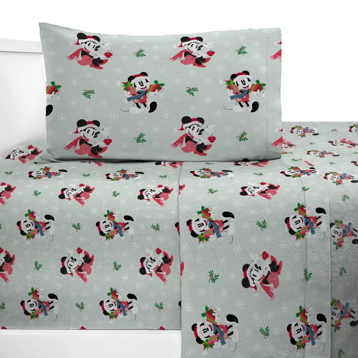 Twin Mickey Mouse Get Festive Flannel Kids' Sheet Set | Target