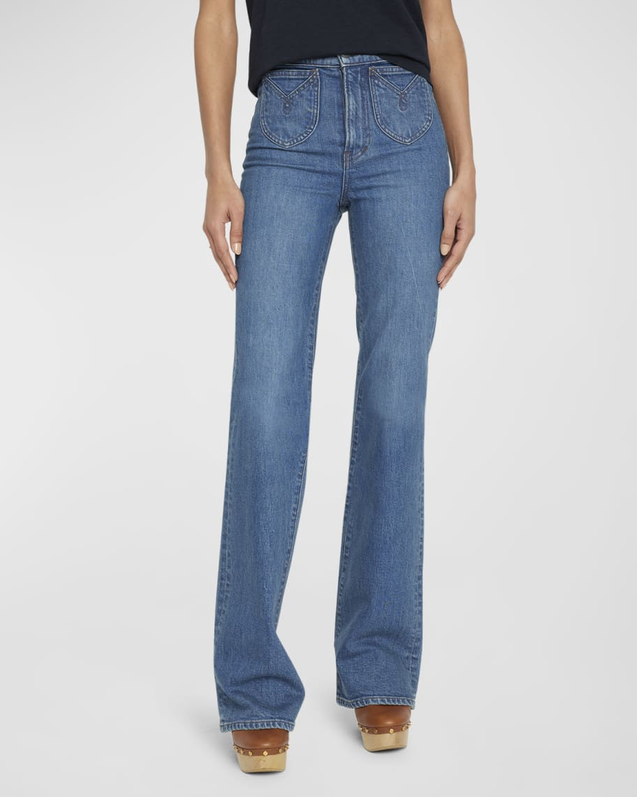 Veronica Beard Jeans Crosbie Wide-Leg Western Patch Pocket Jeans | Neiman Marcus