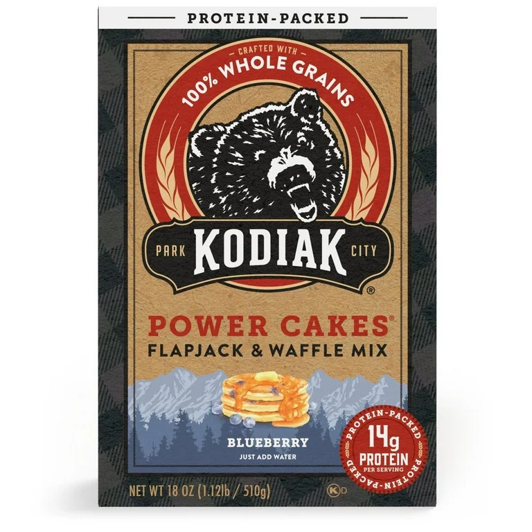 Kodiak Protein-Packed Power Cakes Blueberry Flapjack and Waffle Mix, 18 oz Box | Walmart (US)
