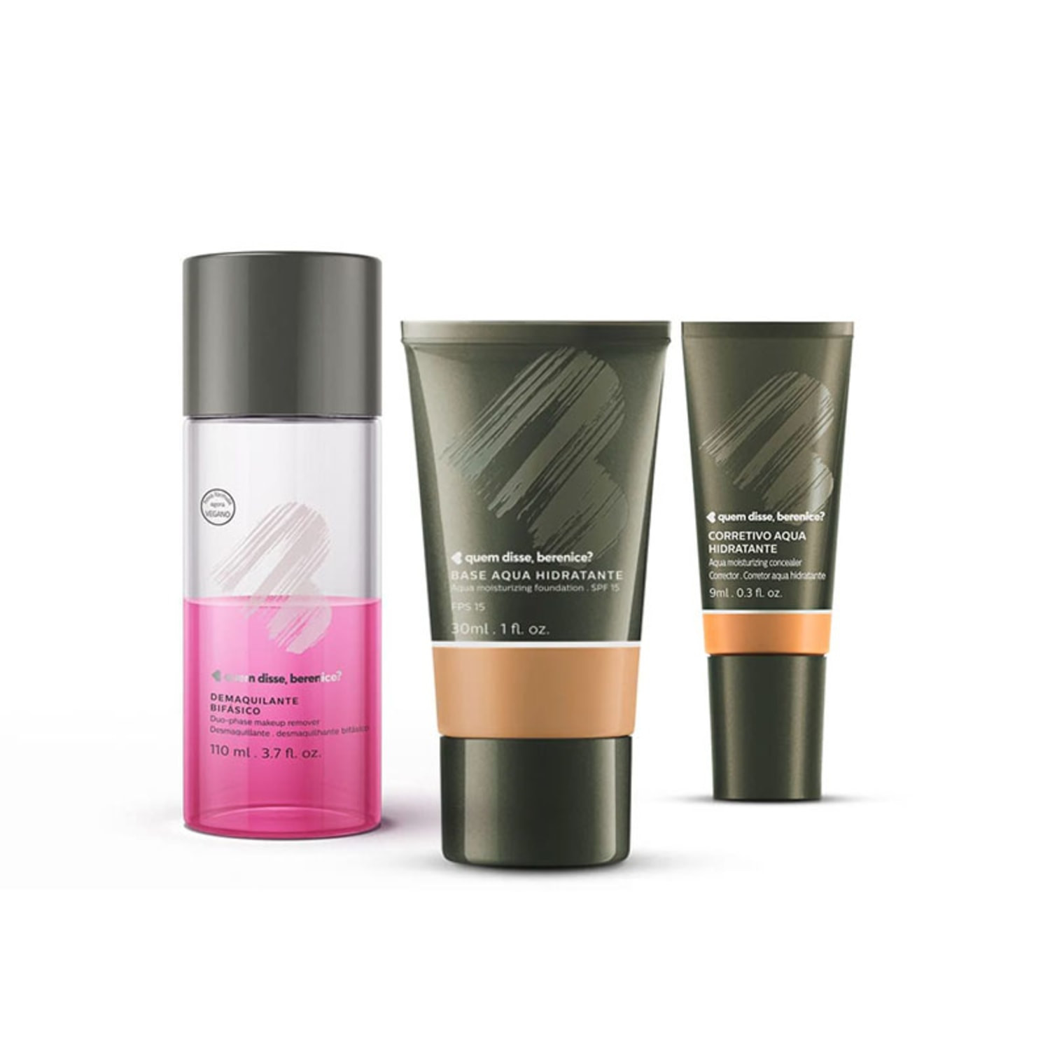 Kit Base Aqua cor 06N + Corretivo Aqua cor 07 + Demaquilante Bifásico | QuemDisseBerenice (BR)