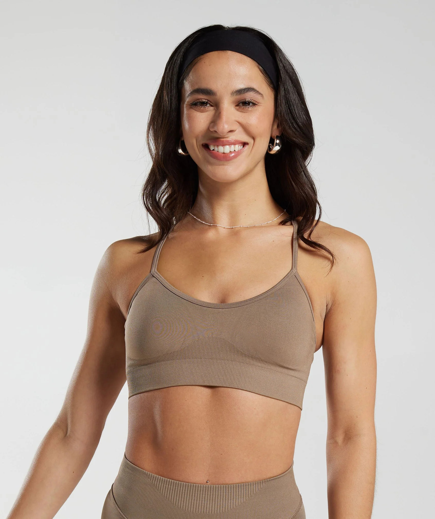 Sweat Seamless Sports Bra Fossil Brown | Gymshark US