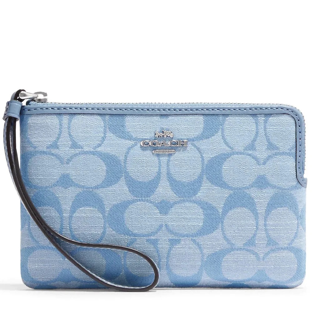 Coach Women's Small Corner Zip Wristlet In Signature Chambray (Cornflower Multi) | Walmart (US)