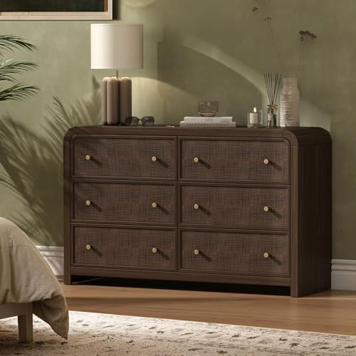 Oak&Sparrow 6 Drawer Dresser for Bedroom, 49'' Rattan Dresser with Ample Storage, Boho Chest of D... | Amazon (US)