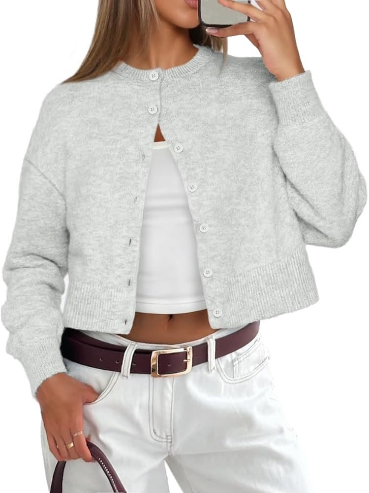 ATHMILE Cropped Cardigan Sweaters for Women Lightweight Crop Knit Y2k Fall Outfits Fashion Clothe... | Amazon (US)