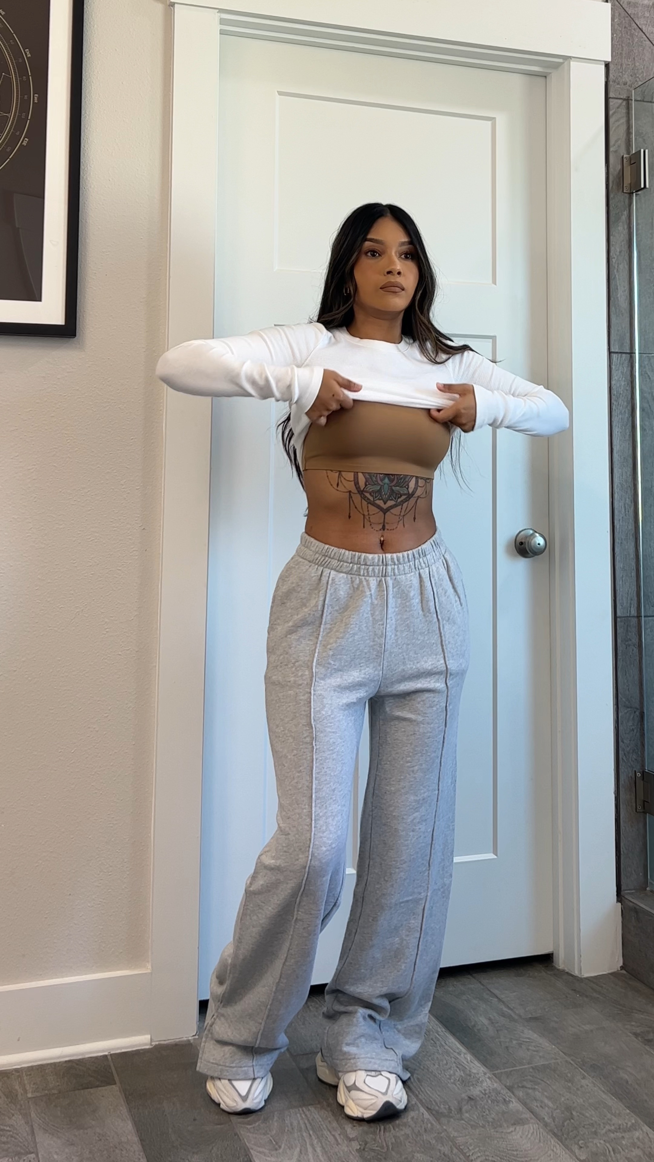 Top XS 
Bottoms Small definitely could size down 
Grey coat XS 
Shacket Xs

Fall outfit 
Sweatpants 
Trench coat 
Stacker 
New balance 9060

#LTKshoecrush #LTKSeasonal #LTKtravel