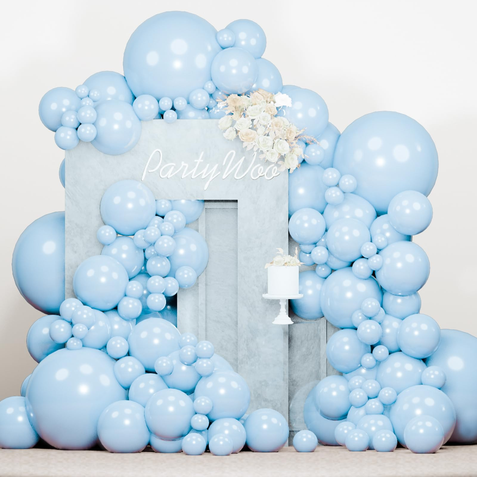 PartyWoo Light Blue Balloons 138pcs Different Sizes Pack of 18 12 10 5 Inch Baby Blue Balloon Arc... | Amazon (US)