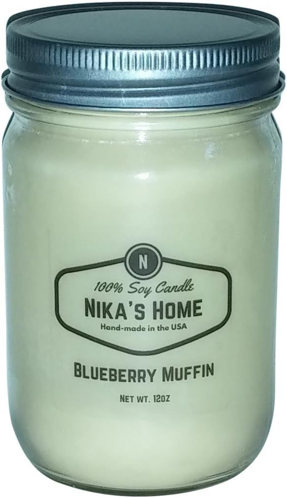 Nika's Home Blueberry Muffin Soy Candle - 12oz Mason Jar | Amazon (US)