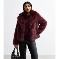 Women's Burgundy Faux Fur Coat New Look | New Look (UK)