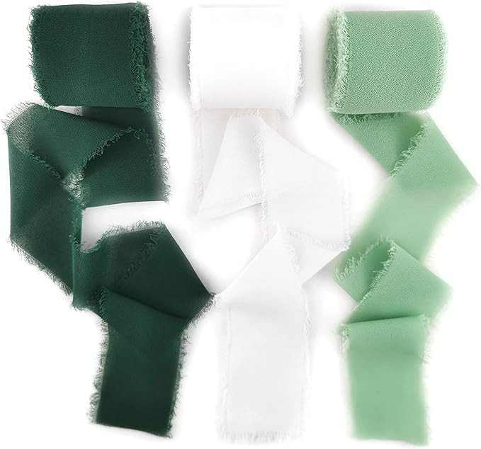 1.5" x 22Yd Chiffon Silk Ribbons - Handmade Fringe Purple Ribbon Set for Wedding Invitations Gift... | Amazon (US)