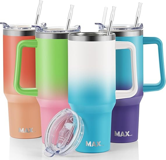 MaxBase 40 oz Tumbler with Handle and Straw Lid, Insulated Reusable Stainless Steel Travel Mug Ke... | Amazon (US)