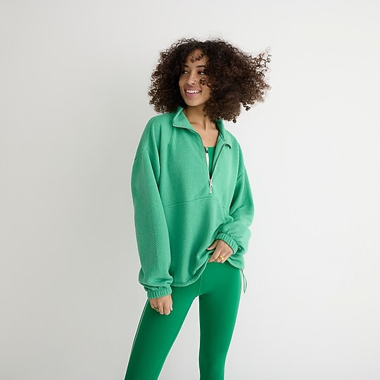 Terry half-zip pointelle sweatshirt | J. Crew US
