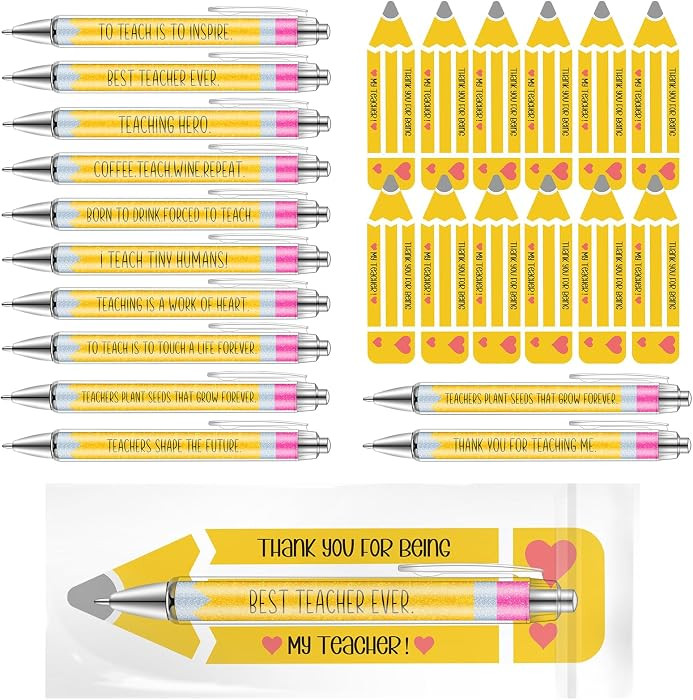 12 Pack Teacher Appreciation Gifts Include Teacher's Appreciation Record Cards Glitter Ballpoint ... | Amazon (US)