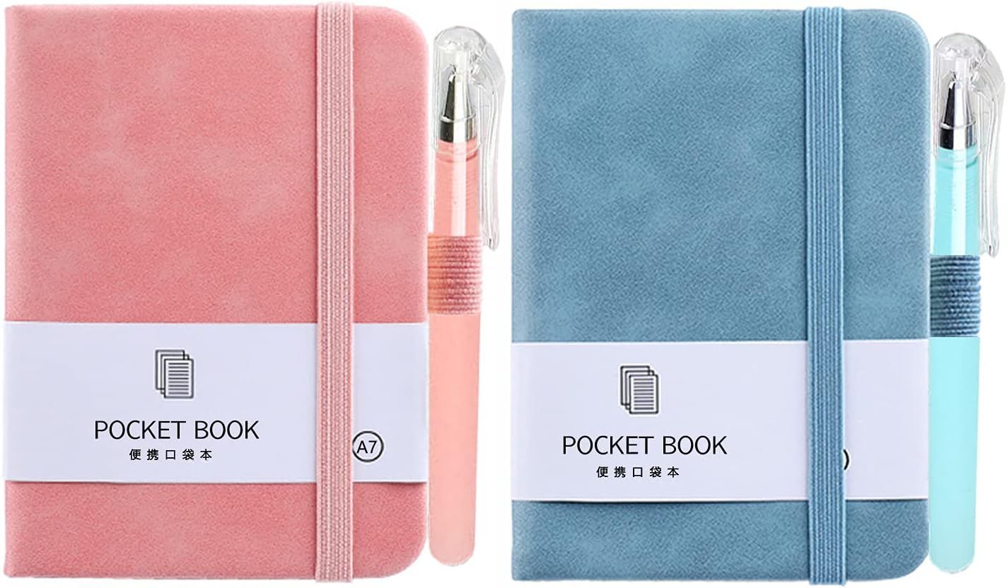 2 Pieces Mini Notebooks with Pen Small Pocket Notebook Hardcover Journal Notepad with Pen Holder Pag | Amazon (US)