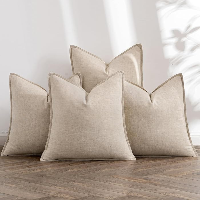 MIULEE Beige Boho Linen Decorative Pillow Covers 20x20 Inch Pack of 4 | Amazon (CA)