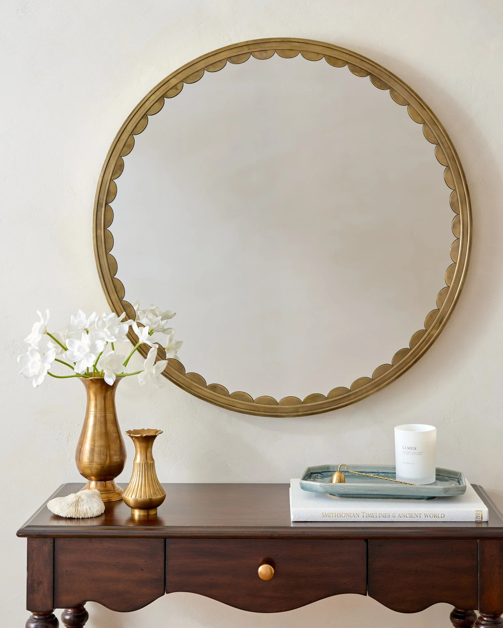 Julie Round Brass Scalloped Mirror | Magnolia