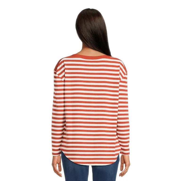 Time and Tru Women's Long Sleeve Boat Neck Top, Sizes XS-XXXL | Walmart (US)