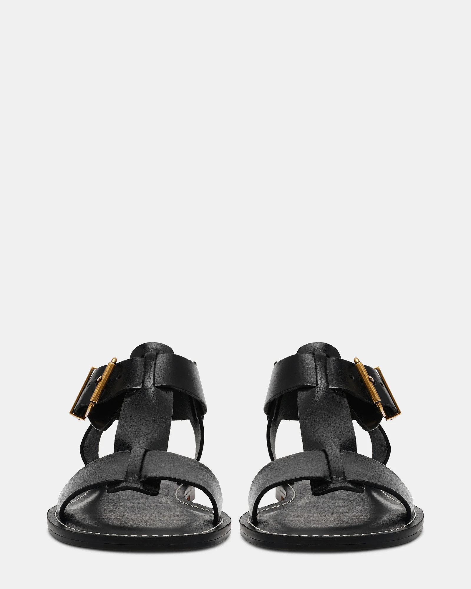 BRAZINN Black Leather Strappy Sandals | Women's Designer Sandals | Steve Madden (Canada)