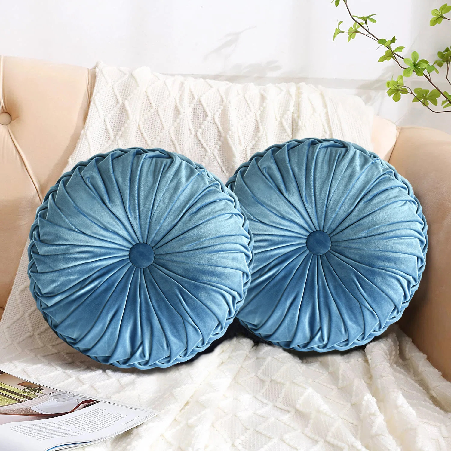 Velvet Round Throw Pillow (Set of 2) | Wayfair North America